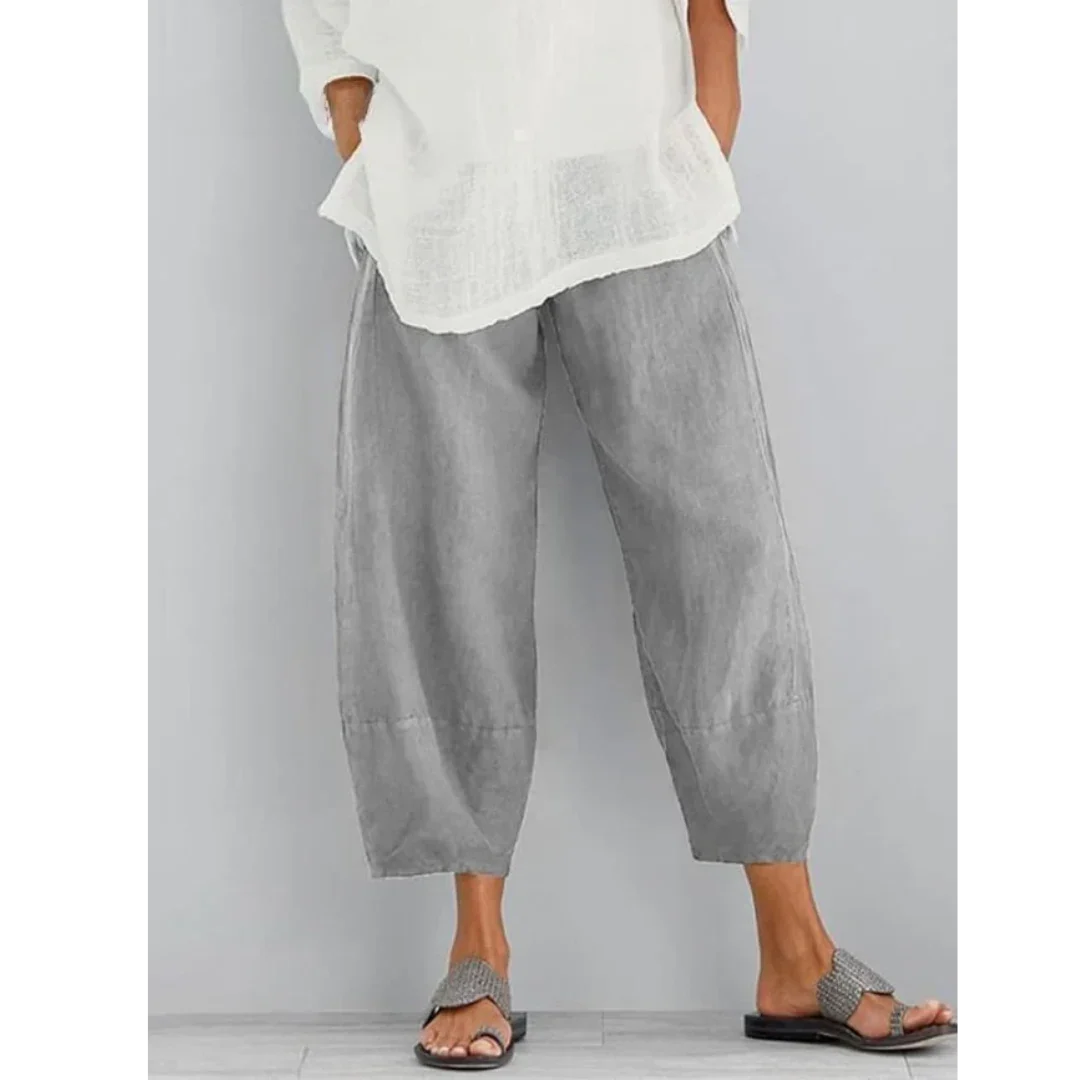 Pantalon en lin femme léger et respirant à coupe fluide – Elena – vue 2