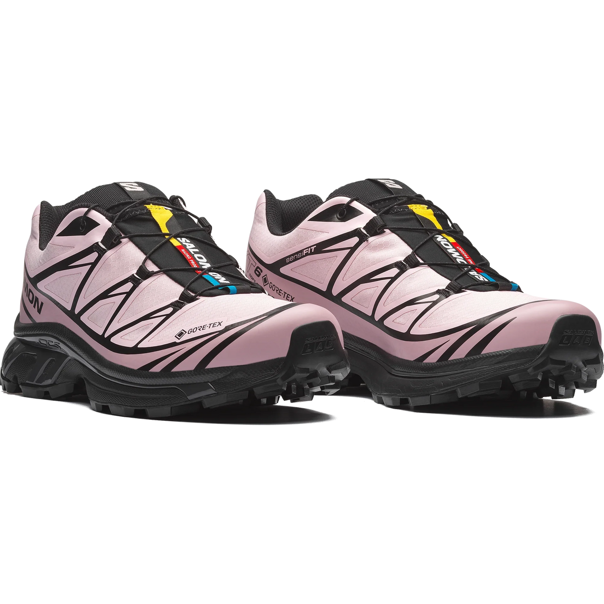 Salomon XT-6 GORE-TEX – Black / Icy Pink / Dawn Pink – paire trois quarts