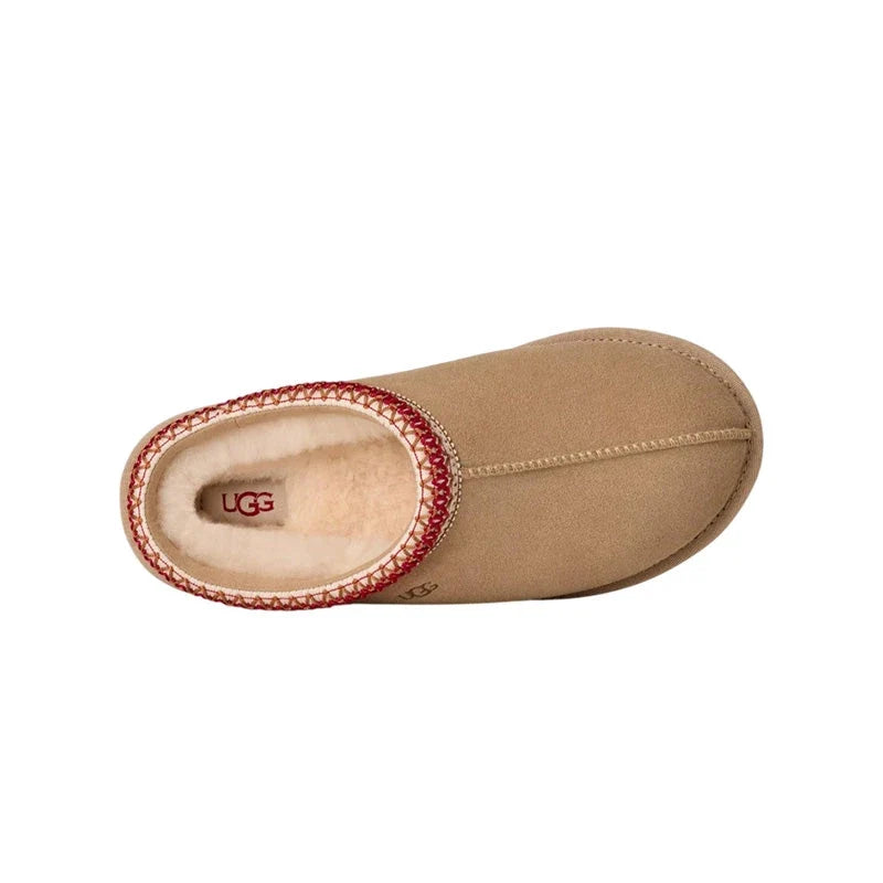 UGG Tasman II Femme – Sand / Dark Cherry – vue dessus